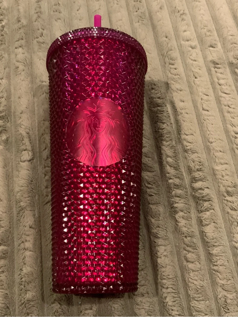 Starbucks Fuchsia Studded Tumbler with Matching Lid & Straw Screw Top
